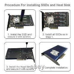 Quad PCIe NVMe M. 2 SSD Adapter Card-PCI with Aluminum Housing Express 3.0 x8