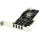 Startech 4 Port Dual Bus Pci Express Pcie Superspeed Usb 3.0 Card Adapter With