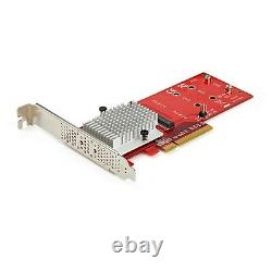 Startech Dual M. 2 PCIe SSD Adapter Card x8 / x16 Dual NVMe or AHCI M. 2 SSD to