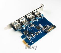 USB 3.0 PCIe Express Adapter Card 4 Port for Apple Mac Pro 1.1 5.1 / 2006-2012