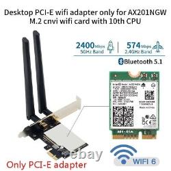 100 pièces Intel AX201NGW M. 2 CNVI Carte WiFi vers adaptateur réseau PCI-E 1X Converter