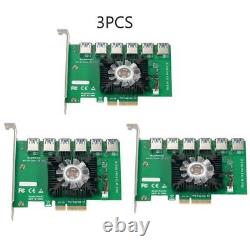 1/2/3 PCI-E X4 vers 6 ports USB 3 Adaptateur Carte Riser Extender Board Mining ASM1812