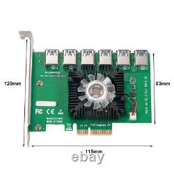 1/2/3 PCI-E X4 vers 6 ports USB 3 Adaptateur Carte Riser Extender Mining ASM1812