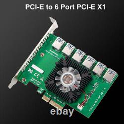 1/2/3 PCI-E X4 vers 6 ports USB 3 Adaptateur Carte Riser Extender Mining ASM1812