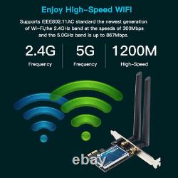 50pcs Pcie 1200mbps Carte Wifi Sans Fil Pci-e Adaptateur Réseau 2.4g/5g Pour Bureau