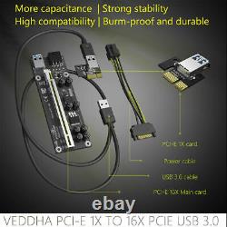 8x Ethereum Pci-e 1x À 16x Carte D'adaptateur Usb3.0 Gpu Riser Ver 009 Veddha