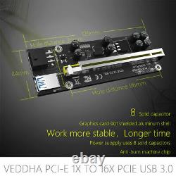 8x Ethereum Pci-e 1x À 16x Carte D'adaptateur Usb3.0 Gpu Riser Ver 009 Veddha