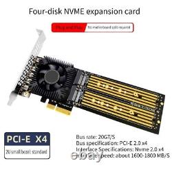 Adaptateur PCIE vers Nvme 2.0 4 ports Carte d'extension PCIE vers Nvme 2.0 à haute vitesse