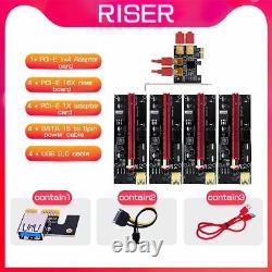 Adaptateur de carte PCI-E1x à 16x Riser 009S 1 à 4 fentes Multiplier 4pcs BTC Miner