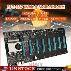 Btc-s37 Pro Mining Carte Mère 8 Pcie 16x Carte Graphique Sodimm Ddr3 Sata3.0 Adaptateur