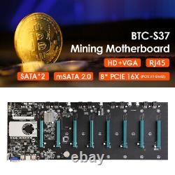 Btc-s37 Pro Mining Carte Mère 8 Pcie 16x Carte Graphique Sodimm Ddr3 Sata3.0 Adaptateur