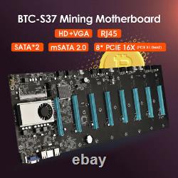 Btc-s37 Pro Mining Carte Mère 8 Pcie 16x Carte Graphique Sodimm Ddr3 Sata3.0 Adaptateur