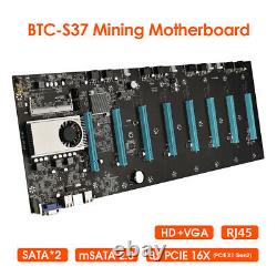 Btc-s37 Pro Mining Carte Mère 8 Pcie 16x Carte Graphique Sodimm Ddr3 Sata3.0 Adaptateur