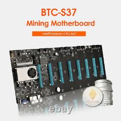 Btc-s37 Pro Mining Carte Mère 8 Pcie 16x Carte Graphique Sodimm Ddr3 Sata3.0 Adaptateur
