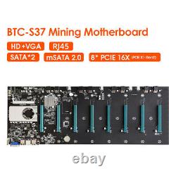 Btc-s37 Pro Mining Carte Mère 8 Pcie 16x Carte Graphique Sodimm Ddr3 Sata3.0 Adaptateur