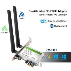 Carte WiFi PCI-E double bande 600Mbps BT 4.0 adaptateur de réseau sans fil pour ordinateur de bureau (100 pièces)