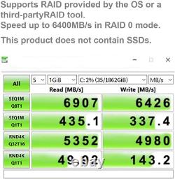 Carte adaptateur Quad PCIe NVMe M.2 SSD-PCI avec boîtier en aluminium Express 3.0 x8