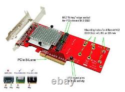 Carte adaptateur SSD PEXM2-130 Dual M.2 PCIe NVMe PCI Express 3.0 x8 / x16 Supp