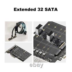 Carte d'extension PCIe X4 4 M. 2 NVMe vers 32 ports SATAIII 6G Adaptateur d'extension