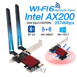 Carte réseau Intel AX200NGW PCIe WiFi 6 avec Bluetooth, adaptateur WiFi Dual Band PCI-E
