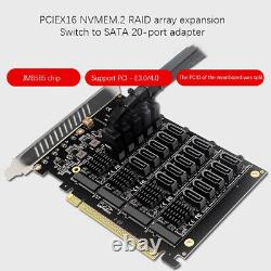 Extension d'array RAID NVME M.2 X16 PCI-E Express 4.0 vers carte adaptateur SSD 20 ports
