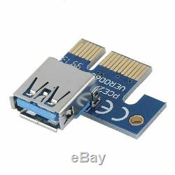 Lot Usb 3.0 Pci-e 1x Express 16x Extender Adaptateur Riser Card Câble D'alimentation 4 Broches