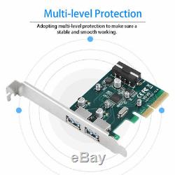 Pci-e À Double Usb 3.1 Type A Extender Carte D'extension Adaptateur 10gbps 4pin Alimentation