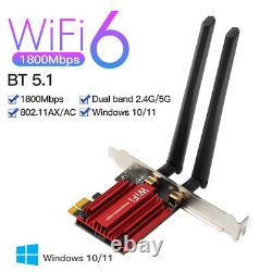 Wifi 6 Ax1800mbps Pcie Adaptateur Wifi 802.11ax Double Bande Bluetooth 5.2 Wifi 6 Carte